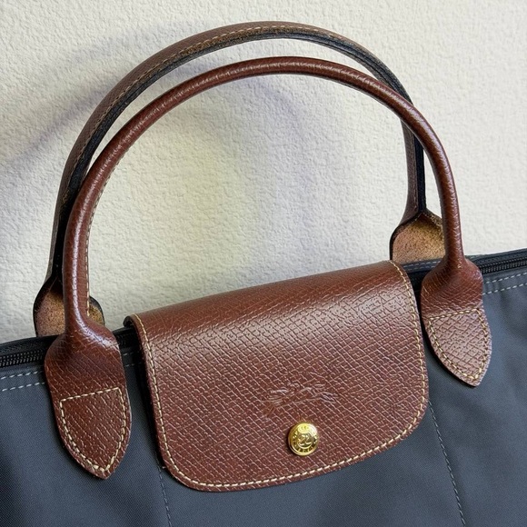 Longchamp Le Pliage Grey Nylon Tote Bag Short Handles - Picture 4 of 12